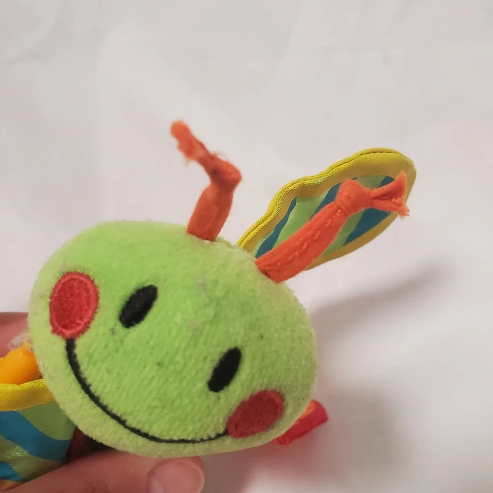 Plush Butterfly Baby Rattle Teether Toy Crinkle Wings Green Blue Yellow Red